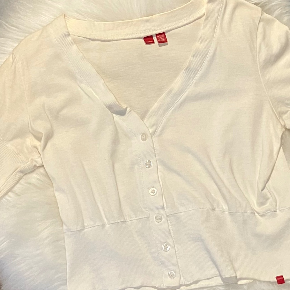 Esprit Vintage White Crop Button Up Shirt